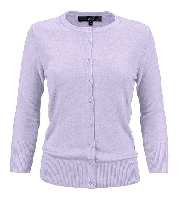 Crewneck Button Down Knit Cardigan Sweater