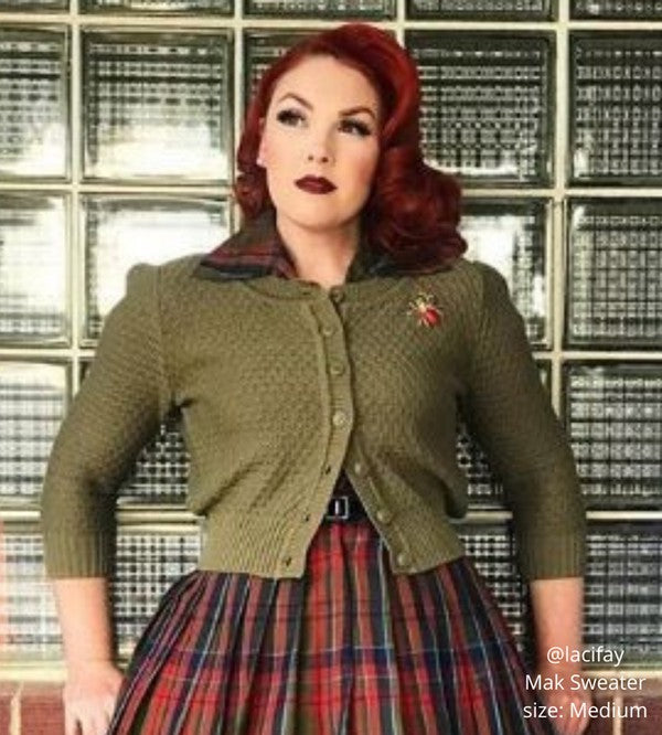 Cute Pattern Cropped Cardigan Sweater 3/4 Sleeve