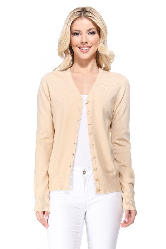 Women's V-Neck Button Down Knit Cardigan Sweater