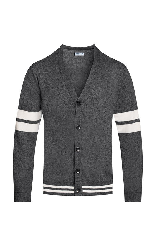 Weiv Mens Two Stripe Button Cardigan