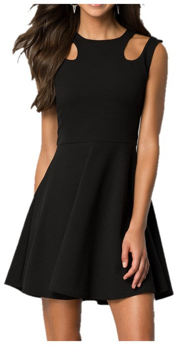 JUNIORS SLEEVELESS DRESS WITH CUT OUTS