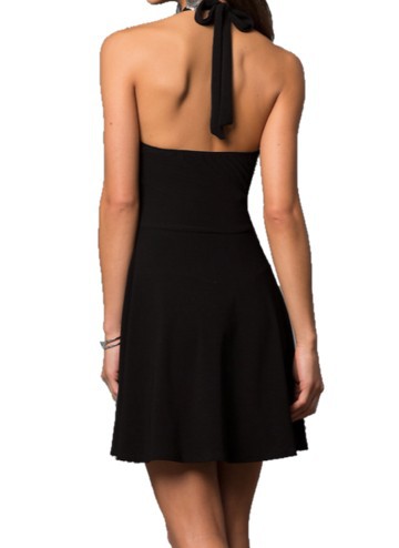 JUNIOR'S HALTER SHORT TIE BACK PARTY DRESS