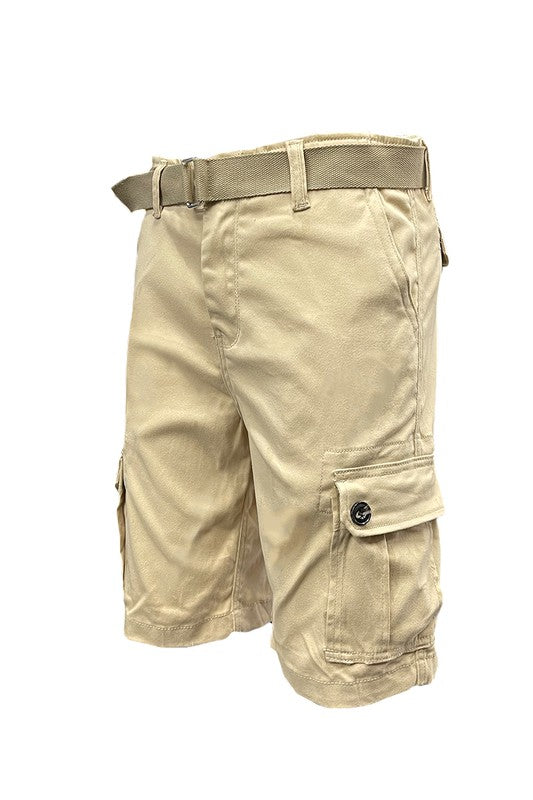 Weiv Mens Belted Cargo Shorts with Belt