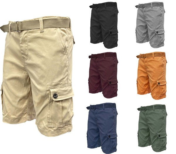 Weiv Mens Belted Cargo Shorts with Belt