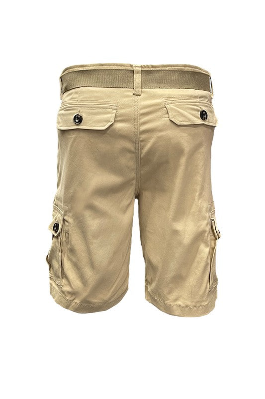 Weiv Mens Belted Cargo Shorts Pockets and Belt