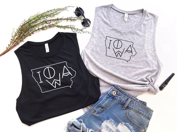 Iowa Line Font Bella Canvas Tank