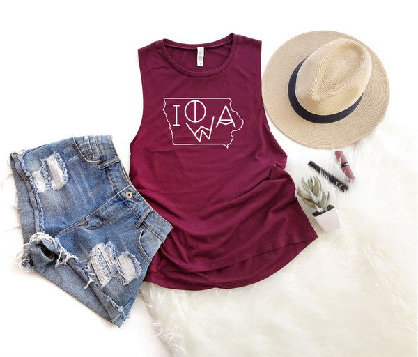 Iowa Line Font Bella Canvas Tank