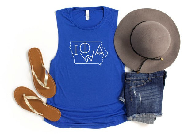 Iowa Line Font Bella Canvas Tank