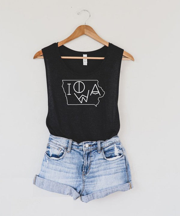 Iowa Line Font Bella Canvas Tank