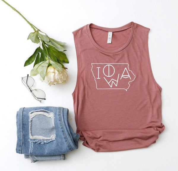 Iowa Line Font Bella Canvas Tank