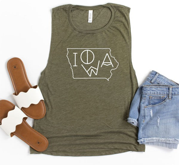 Iowa Line Font Bella Canvas Tank