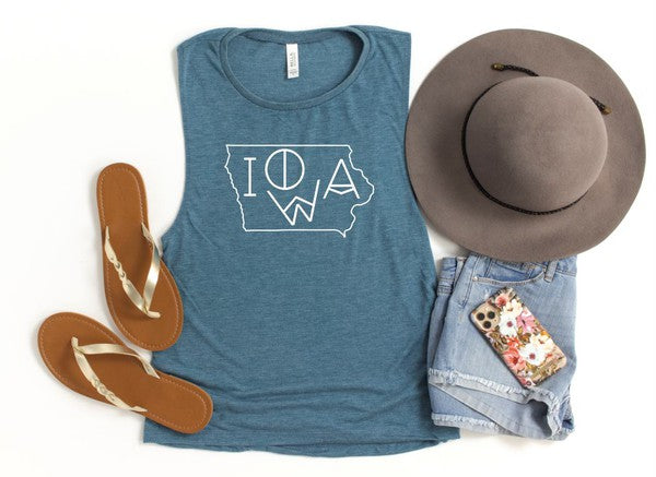 Iowa Line Font Bella Canvas Tank