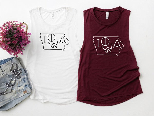 Iowa Line Font Bella Canvas Tank