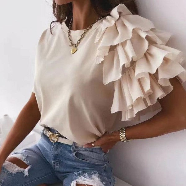 Sweet Carnation Ruffle Top