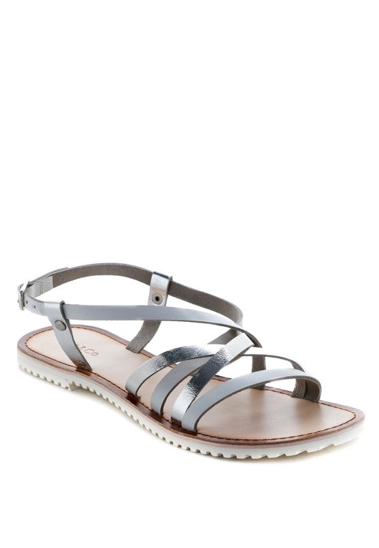 JUNE STRAPPY FLAT LEATHER SANDALS