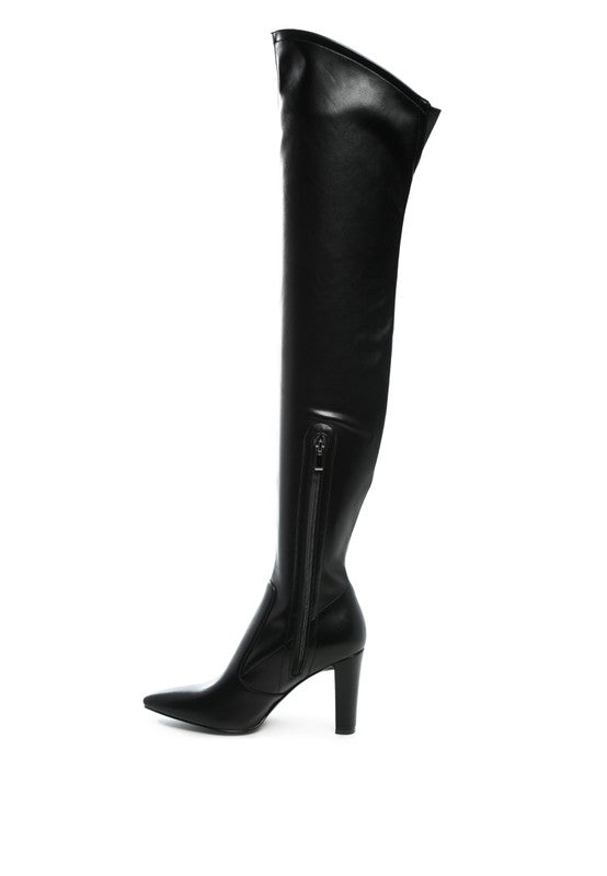 ZADE THIGH HIGH LONG BOOTS IN STRETCH PATENT PU