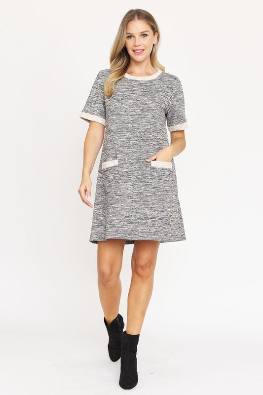 Plus Preppy Tweed Shift Dress