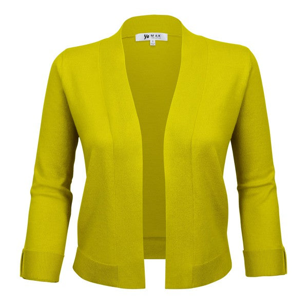 Open Front Cropped Bolero Shrug Cardigan