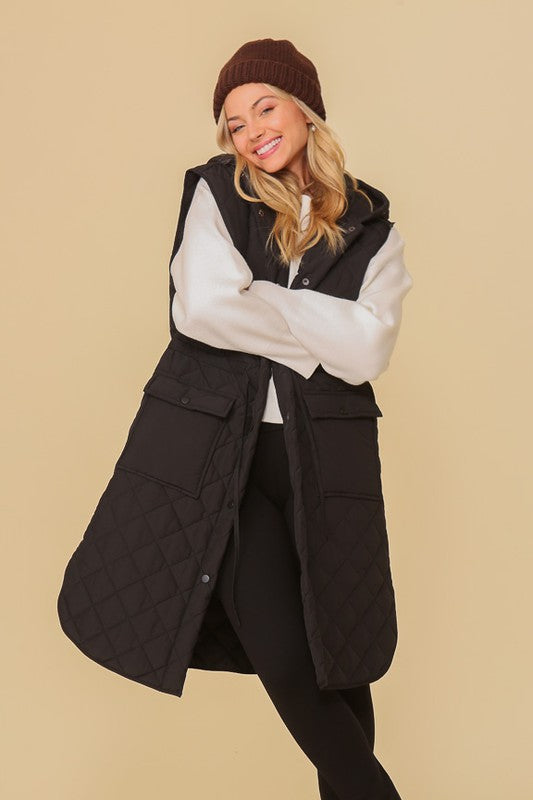 Oversized Quilted Midi Jacket