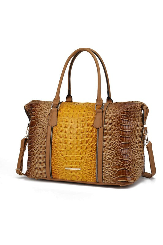 MKF Faux Crocodile-Embossed Duffle Bag by Mia K