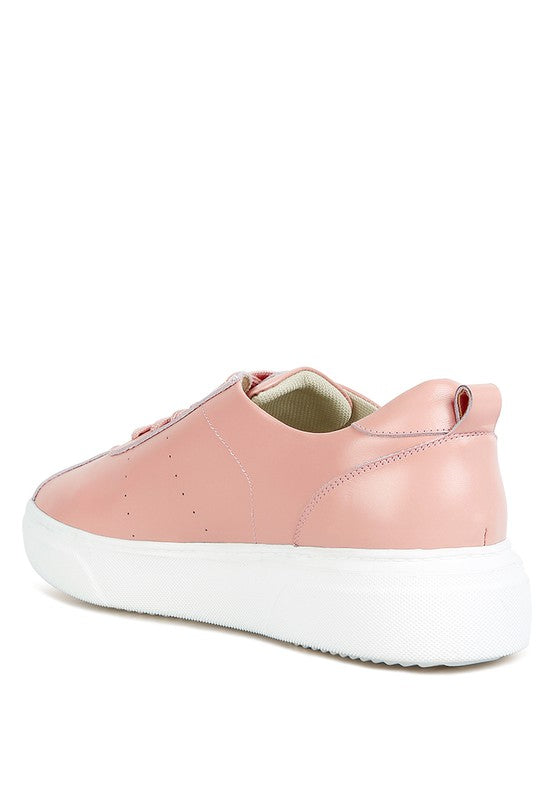 Magull Solid Lace Up Leather Sneakers