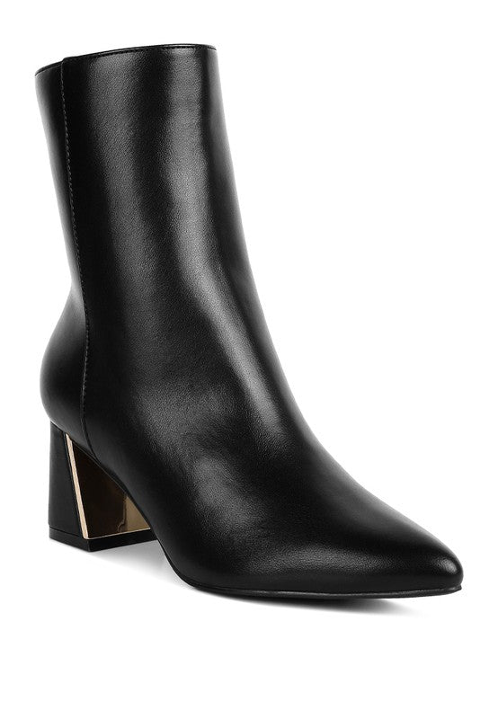 Kaira Metallic Accent Heel High Ankle Boots