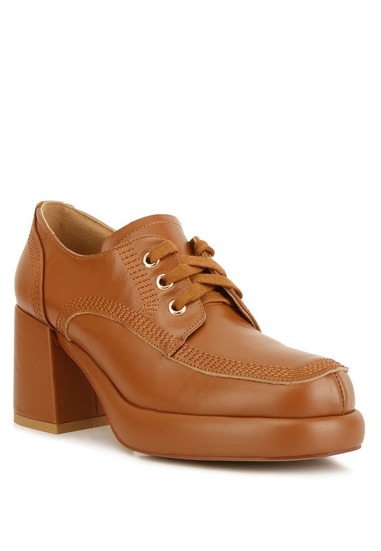 Zaila Leather Block Heel Oxfords