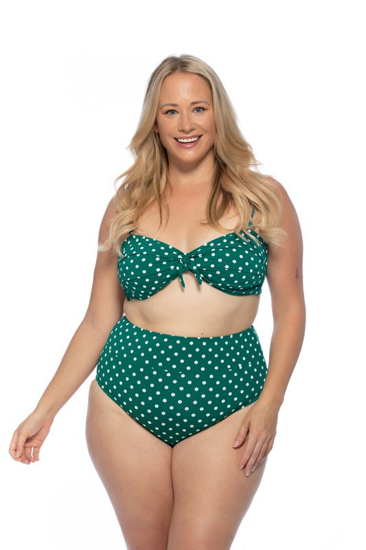 GREEN POLKA DOT HIGH WAIST BIKINI SET