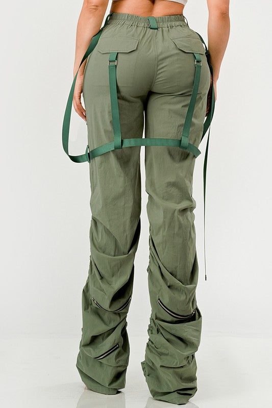 Ruched Utility Elegance Pants