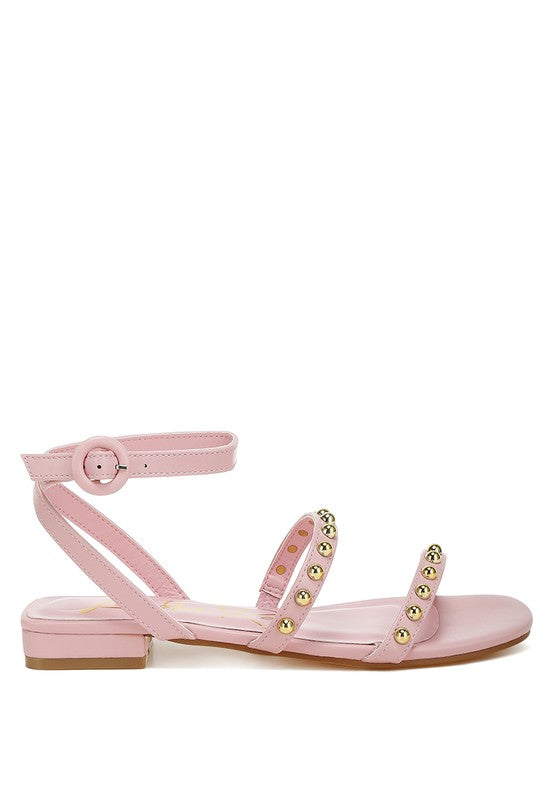 Flippity Studded Ankle Strap Flat Sandals