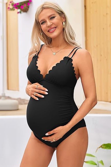 Ruch Scallop V Neck One Piece Maternity Swimsuit