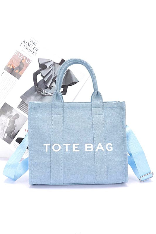 Denim Convertible Small Tote Bag