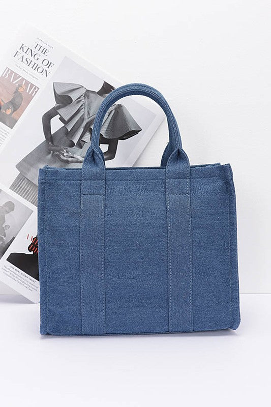 Denim Convertible Small Tote Bag