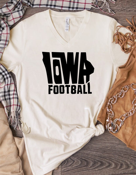 IOWA Football V-Neck Graphic Style Tee