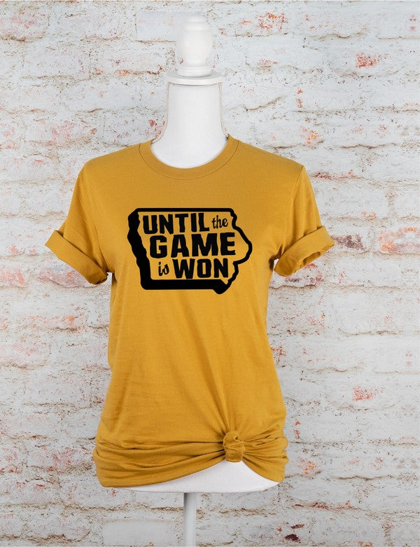 Iowa Until The Game is Won VNeck Graphic Style Tee