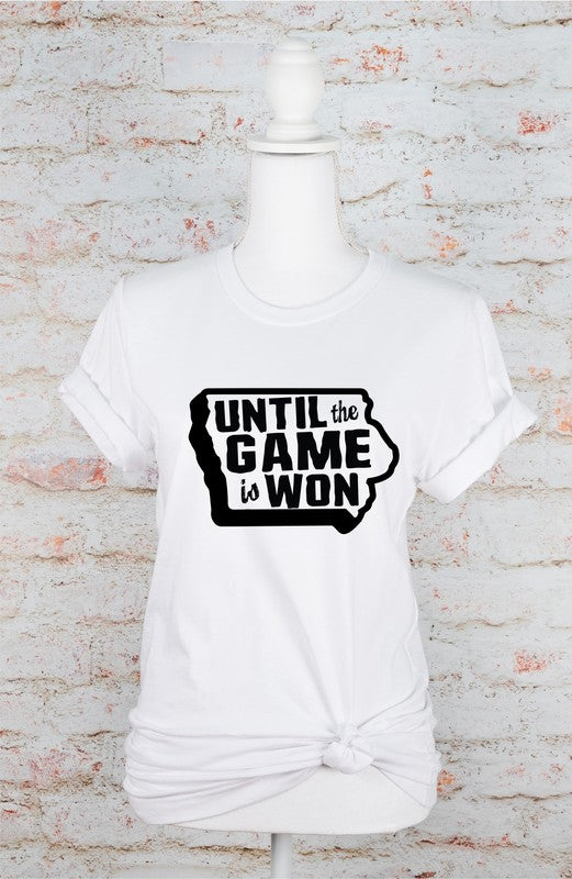 Iowa Until The Game is Won VNeck Graphic Style Tee