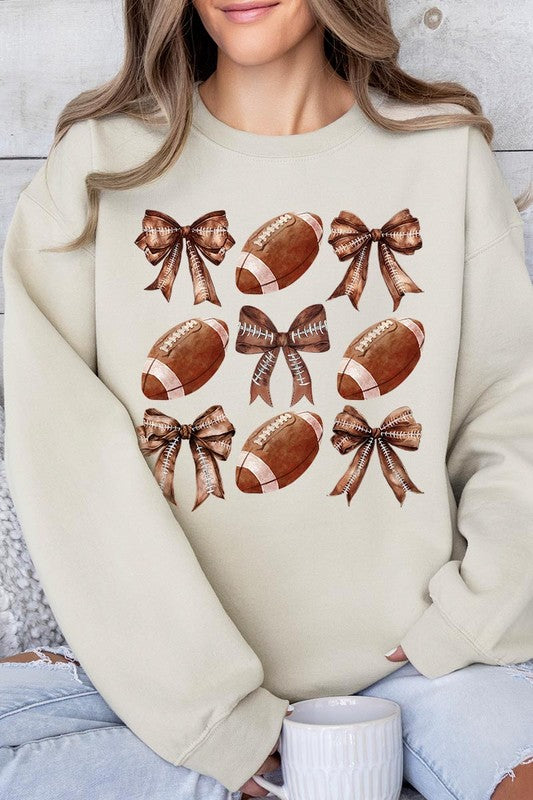 Coquette Football Bow Graphic Fleece Sweatshirts