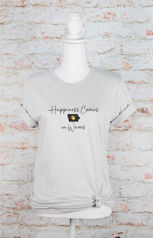 Happiness Comes in Waves Iowa Graphic Crew Tee