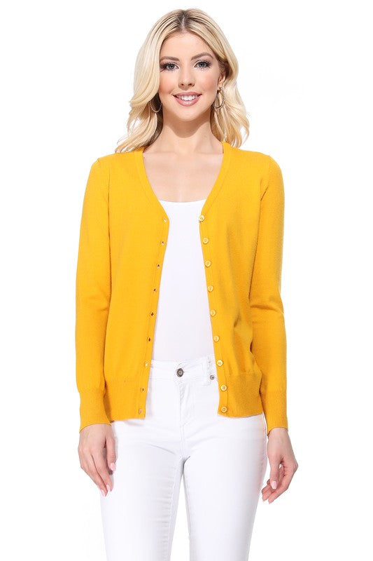 Women's V-Neck Button Down Knit Cardigan Sweater