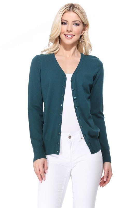 Women's V-Neck Button Down Knit Cardigan Sweater