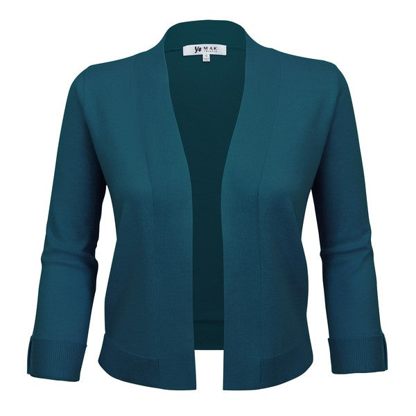 Open Front Cropped Bolero Shrug Cardigan