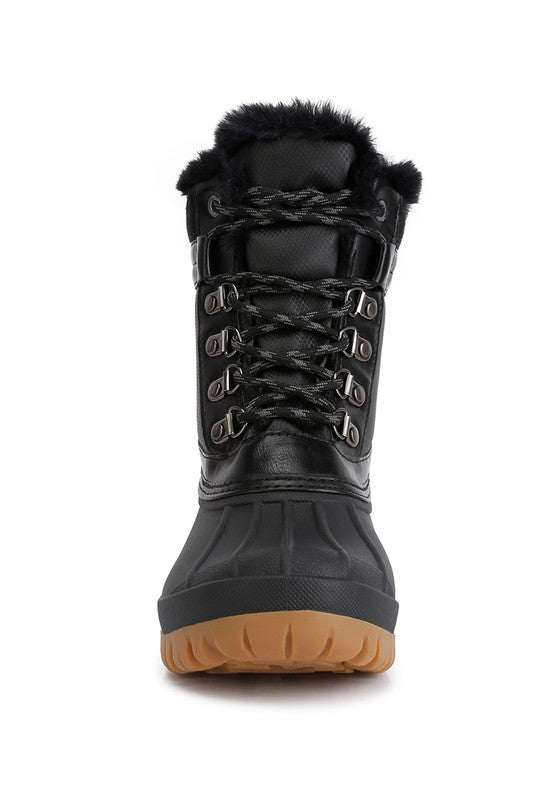 Capucine Fur Collar Contrasting Lug Sole Boots