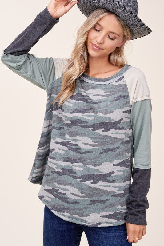 CAMOUFLAGE COLOR BLOCK TOP