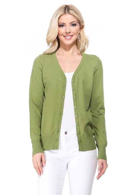 Women's V-Neck Button Down Knit Cardigan Sweater