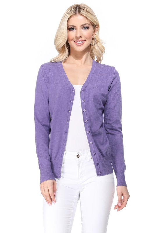 Women's V-Neck Button Down Knit Cardigan Sweater