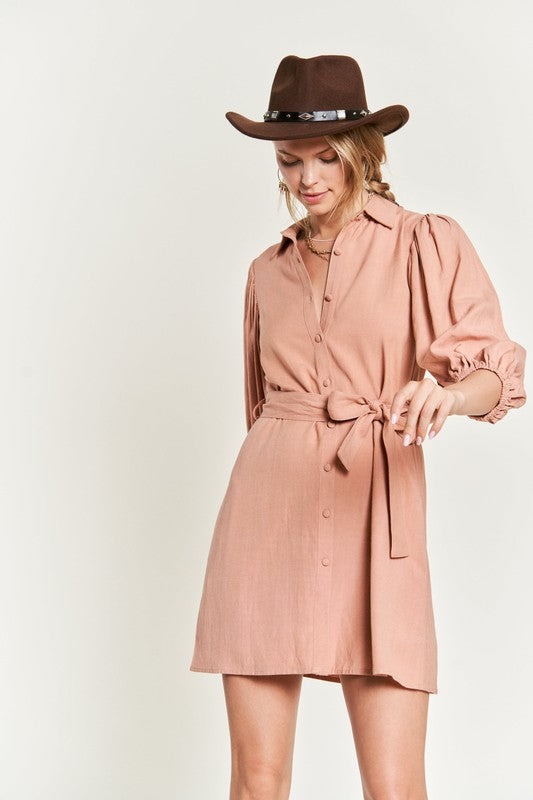 SOLID BUTTON DOWN DRESS  PLUS JBJ1004P