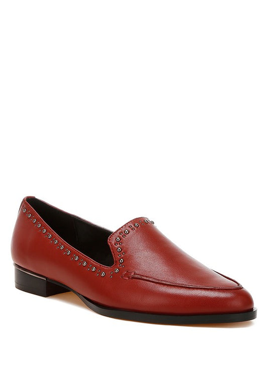 Wolferton Delicate Stud Detail Leather Loafers