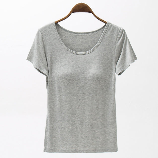 Round Neck Modal T-Shirt with Bra