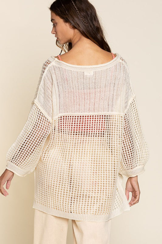 Oversized Fit See-through Pullover Sweater