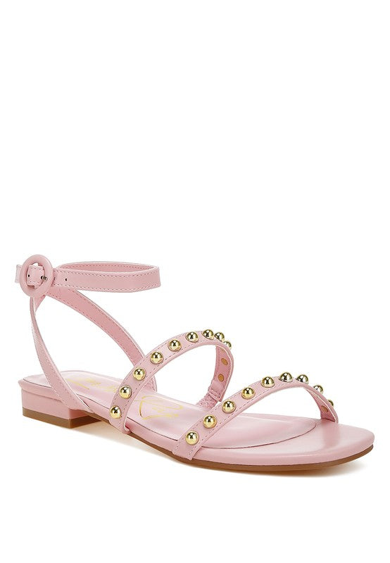 Flippity Studded Ankle Strap Flat Sandals